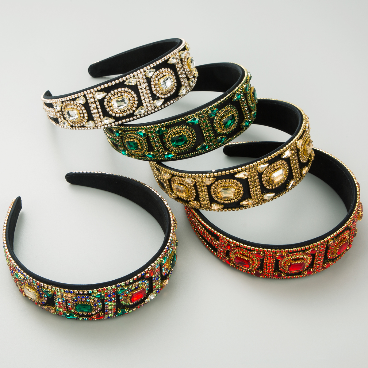 Women's Baroque Style Classic Style Korean Style Geometric Alloy Cloth Inlay Rhinestones Glass Hair Band display picture 3