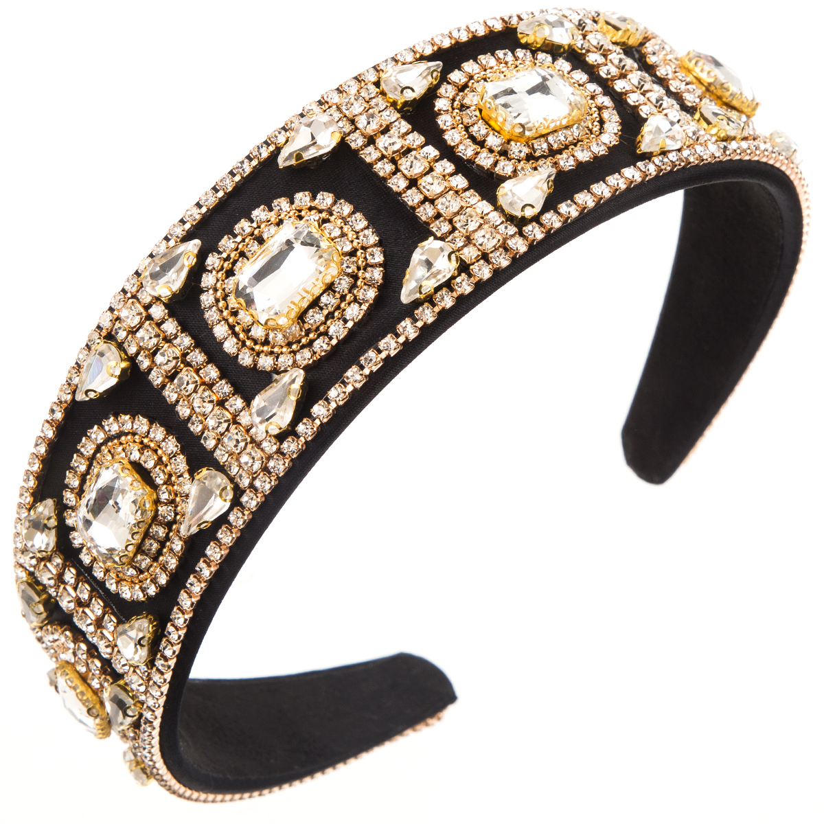 Women's Baroque Style Classic Style Korean Style Geometric Alloy Cloth Inlay Rhinestones Glass Hair Band display picture 6