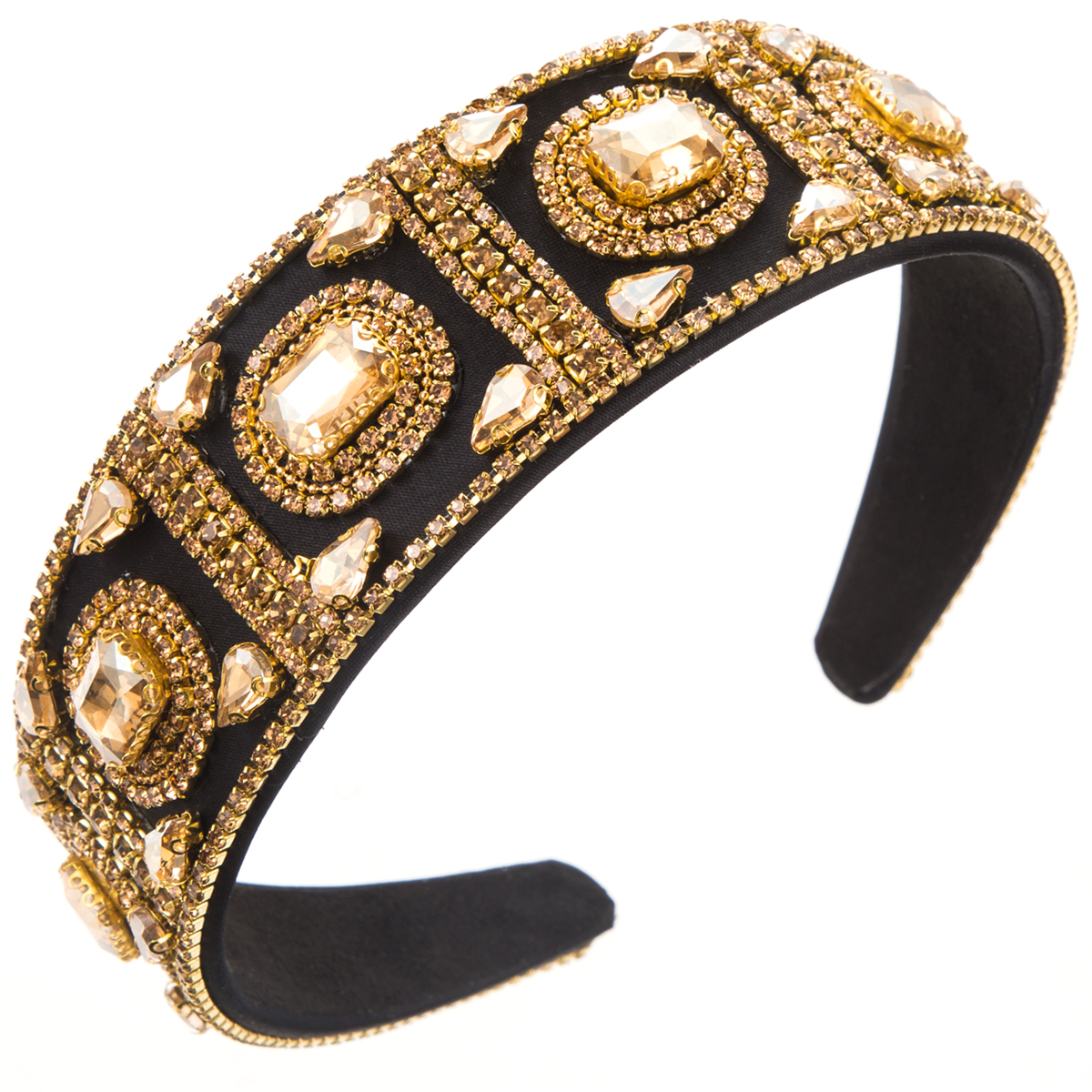 Women's Baroque Style Classic Style Korean Style Geometric Alloy Cloth Inlay Rhinestones Glass Hair Band display picture 7