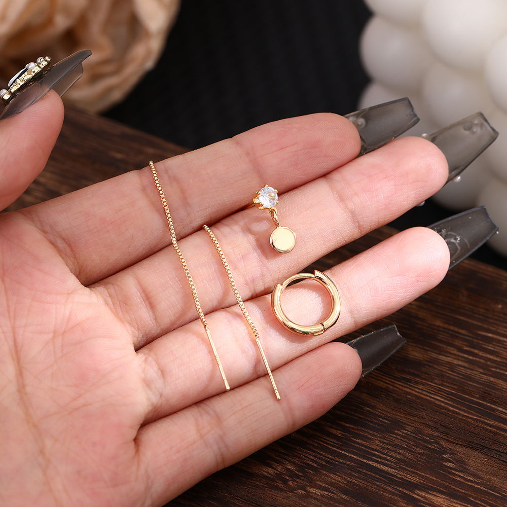 3 Pieces Simple Style Classic Style Solid Color Inlay Copper Zircon Ear Studs display picture 20