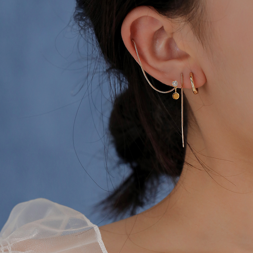 3 Pieces Simple Style Classic Style Solid Color Inlay Copper Zircon Ear Studs display picture 19