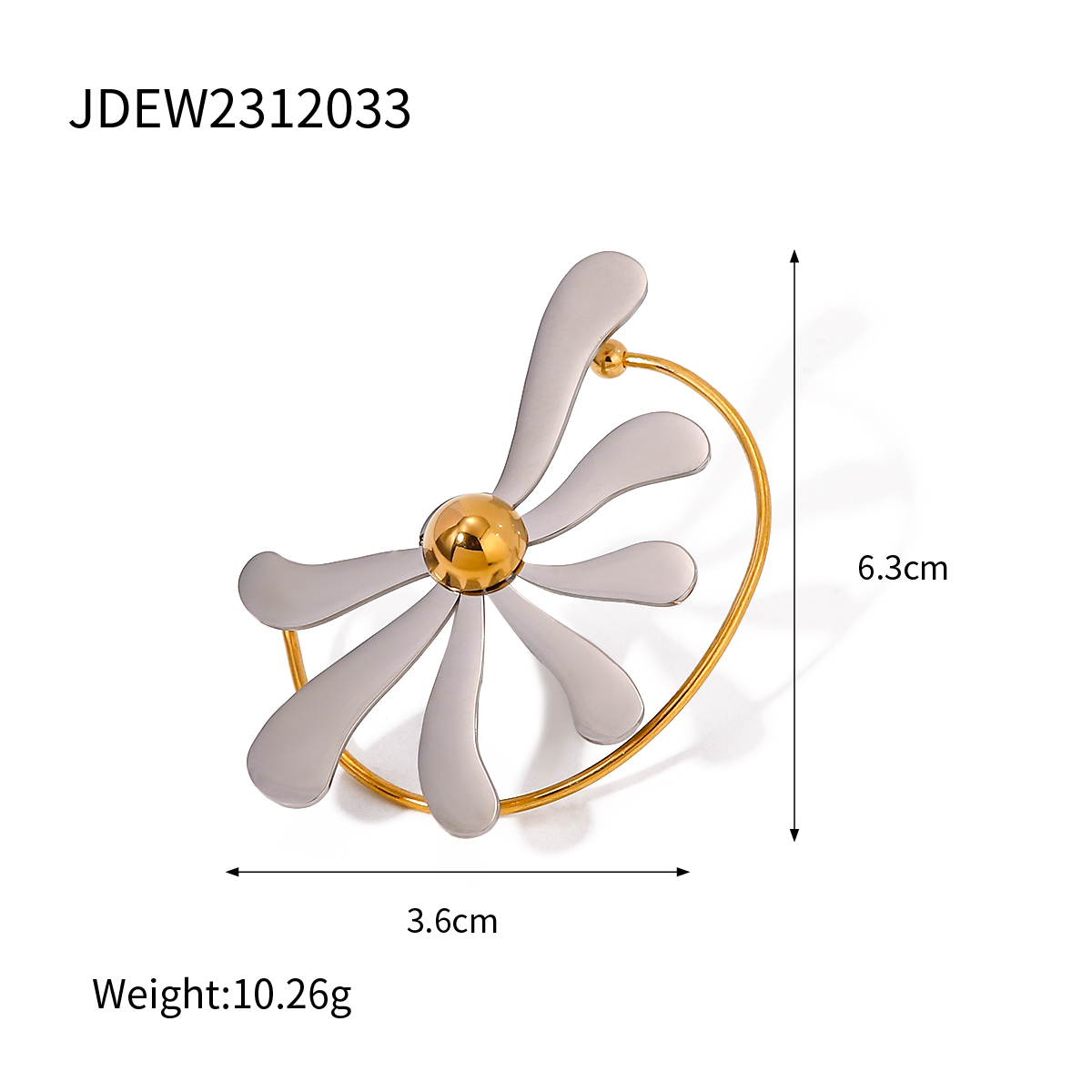 1 Piece Simple Style Classic Style Little Daisy Plating 304 Stainless Steel 18K Gold Plated Earrings display picture 5