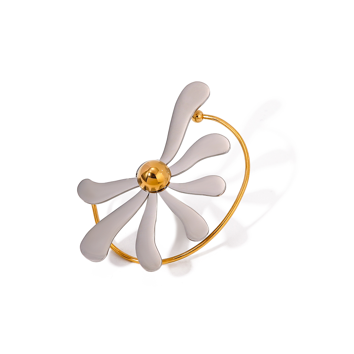 1 Piece Simple Style Classic Style Little Daisy Plating 304 Stainless Steel 18K Gold Plated Earrings display picture 9