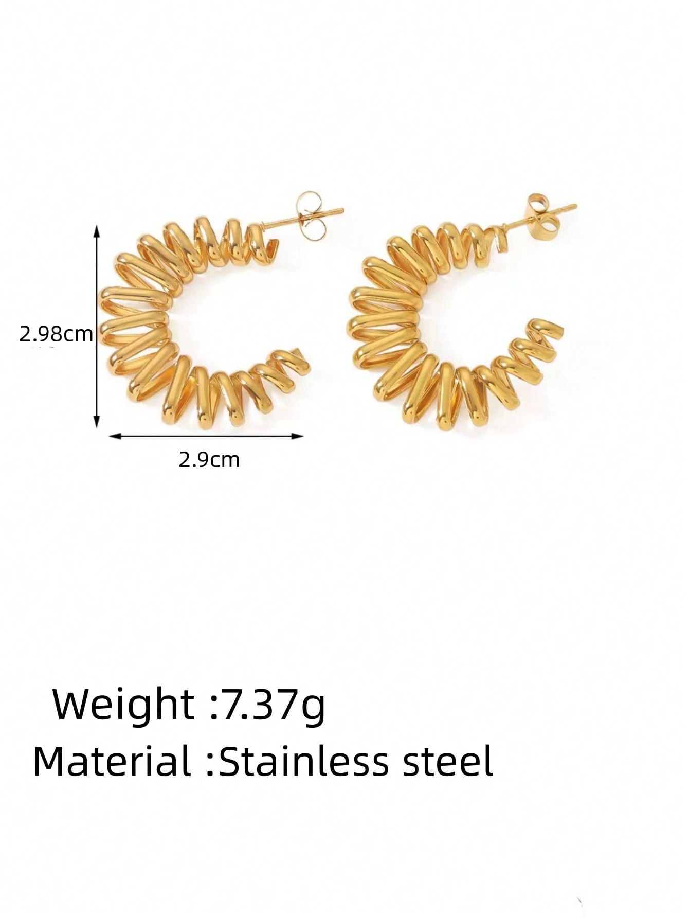 1 Pair Exaggerated Modern Style Solid Color Plating 304 Stainless Steel 18K Gold Plated Ear Studs display picture 4