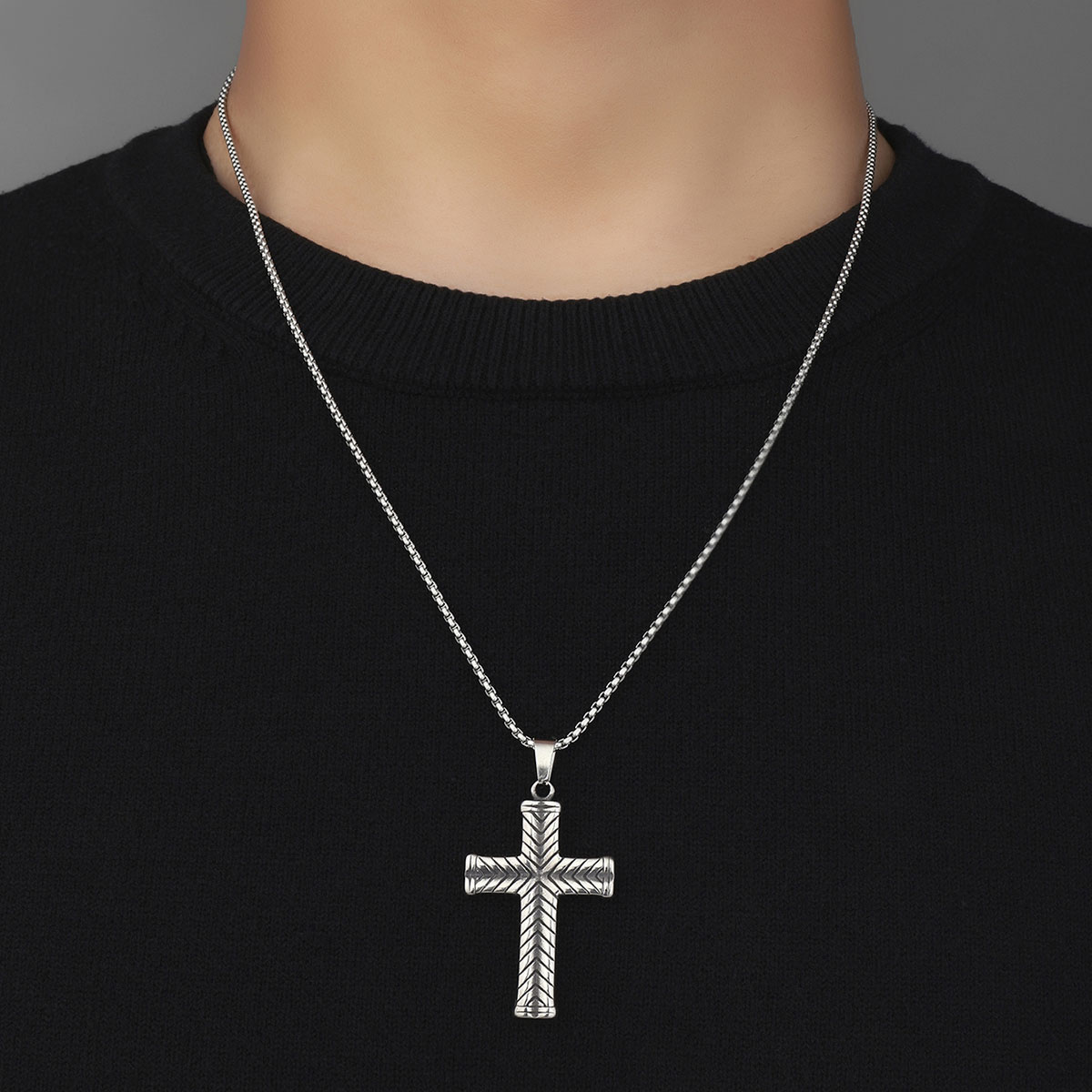 Hip-Hop Cross 201 Stainless Steel Polishing Men's Pendant Necklace display picture 1