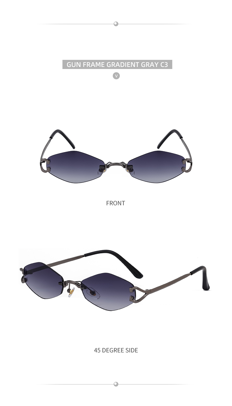 Sweet Simple Style Artistic Color Block Pc Polygon Frameless Men's Sunglasses display picture 3