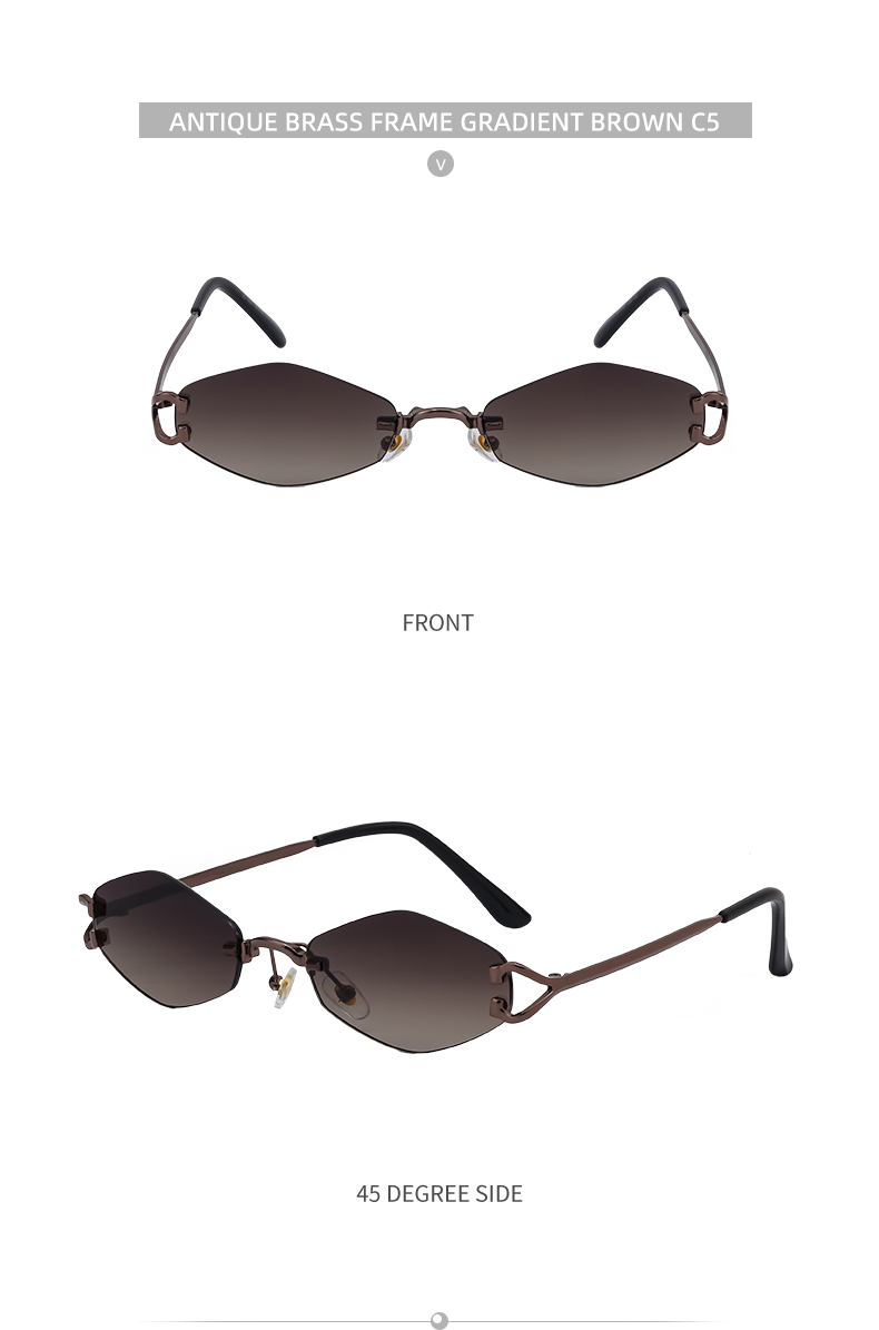 Sweet Simple Style Artistic Color Block Pc Polygon Frameless Men's Sunglasses display picture 5