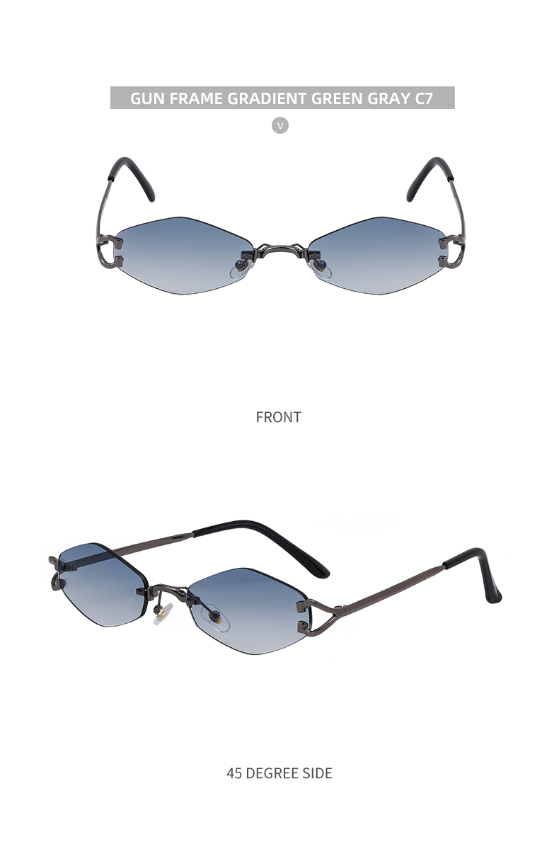 Süss Einfacher Stil Künstlerisch Farbblock Pc Polygon Rahmenlos Männer Sonnenbrille display picture 8