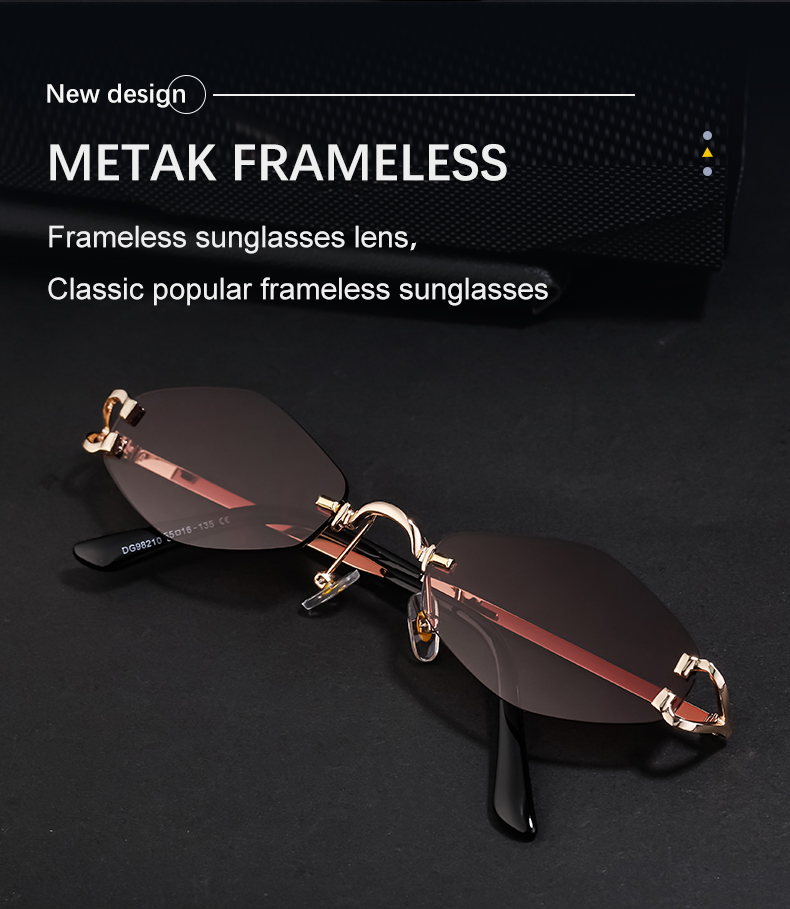 Süss Einfacher Stil Künstlerisch Farbblock Pc Polygon Rahmenlos Männer Sonnenbrille display picture 15