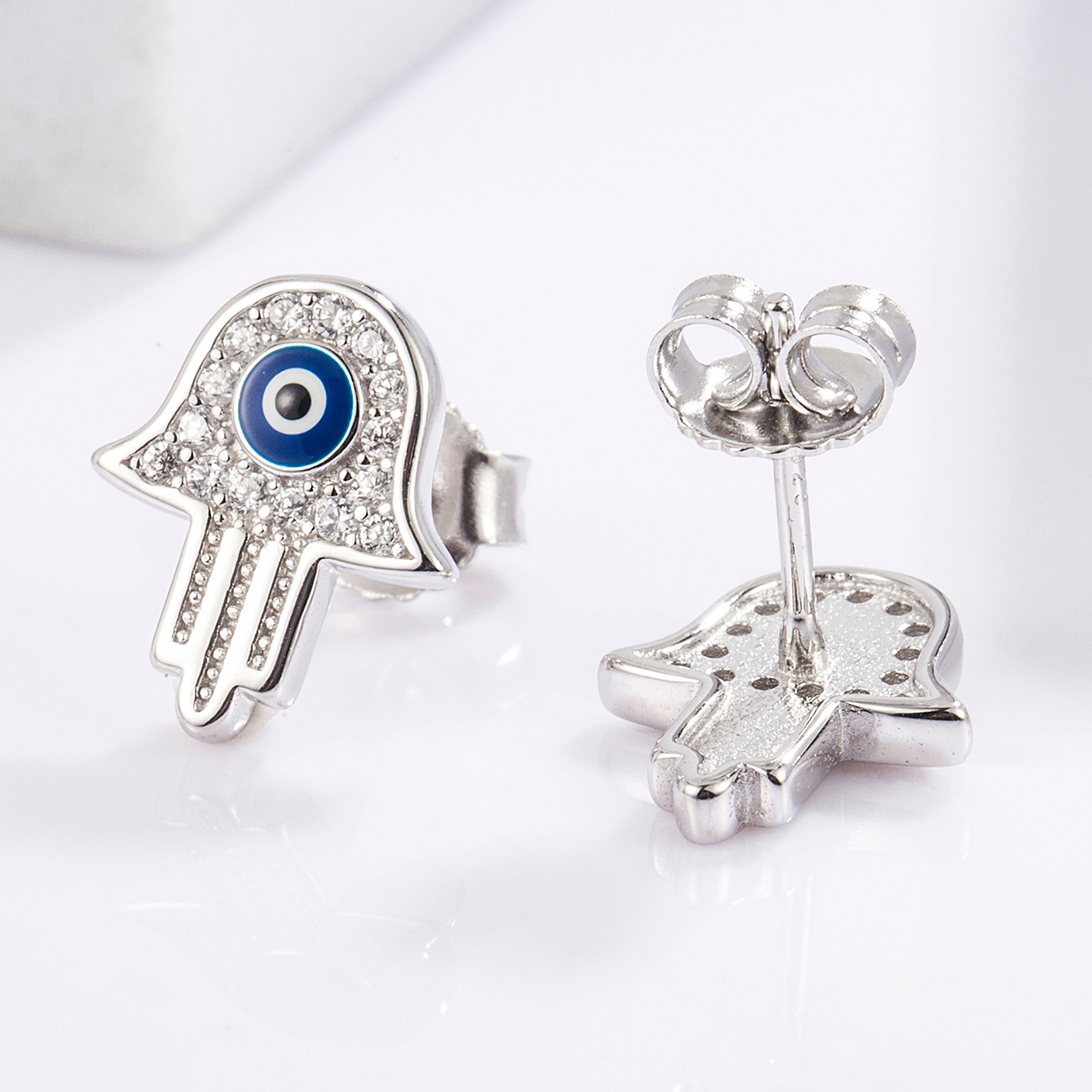1 Piece Classical Funny Eye Octopus Plating Inlay Sterling Silver Zircon White Gold Plated Ear Studs display picture 8