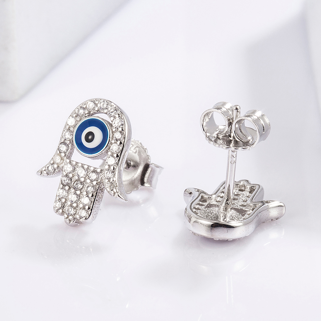 1 Piece Classical Funny Eye Octopus Plating Inlay Sterling Silver Zircon White Gold Plated Ear Studs display picture 12