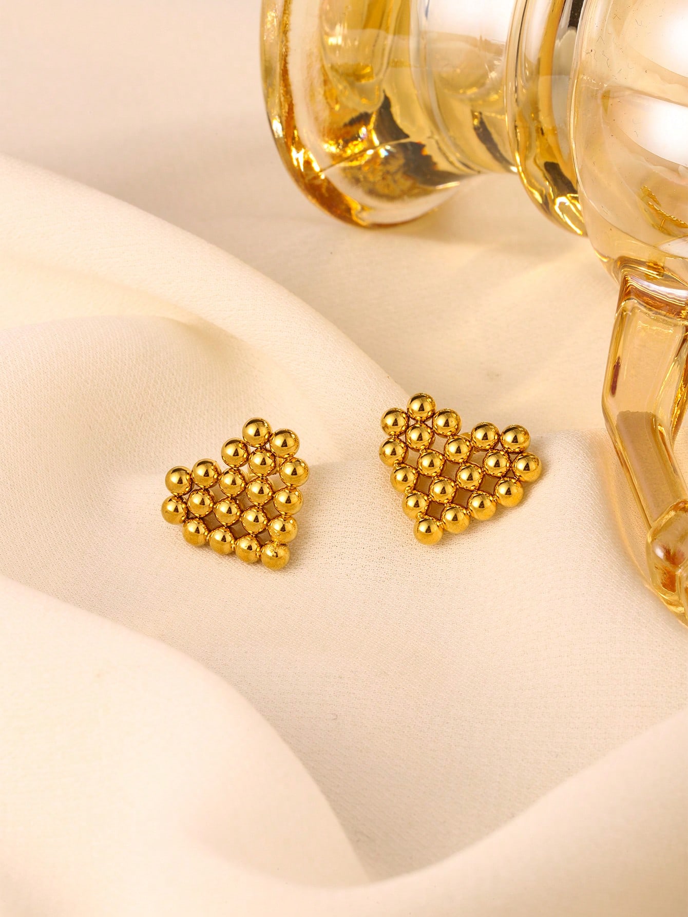 1 Pair Cute Heart Shape Polishing 304 Stainless Steel 18K Gold Plated Ear Studs display picture 1