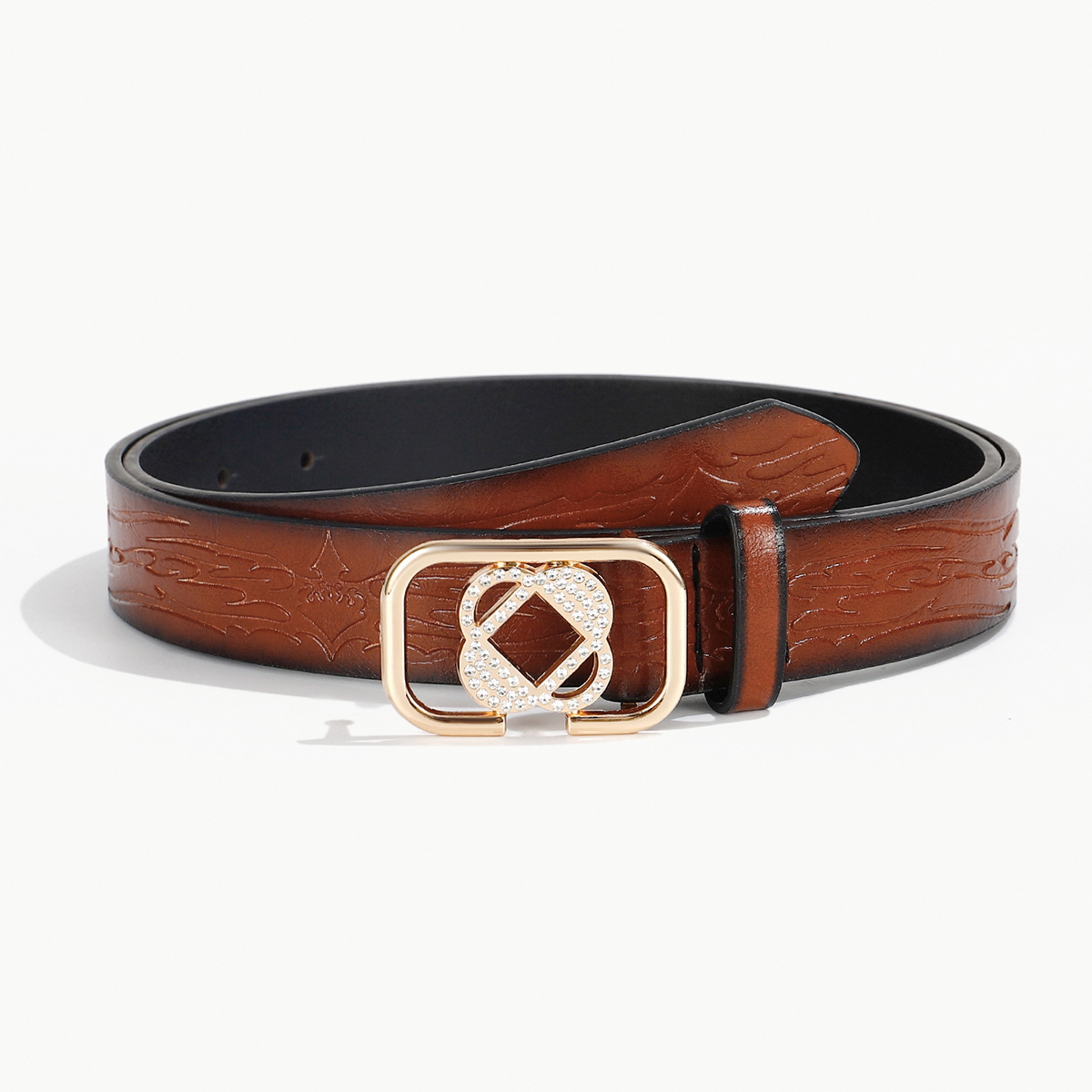 Casual Simple Style Color Block Pu Leather Inlay Rhinestones Women's Leather Belts display picture 4