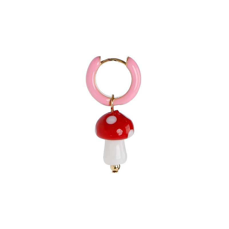 1 Piece IG Style Cute Simple Style Mushroom Enamel Glass Copper Drop Earrings display picture 1