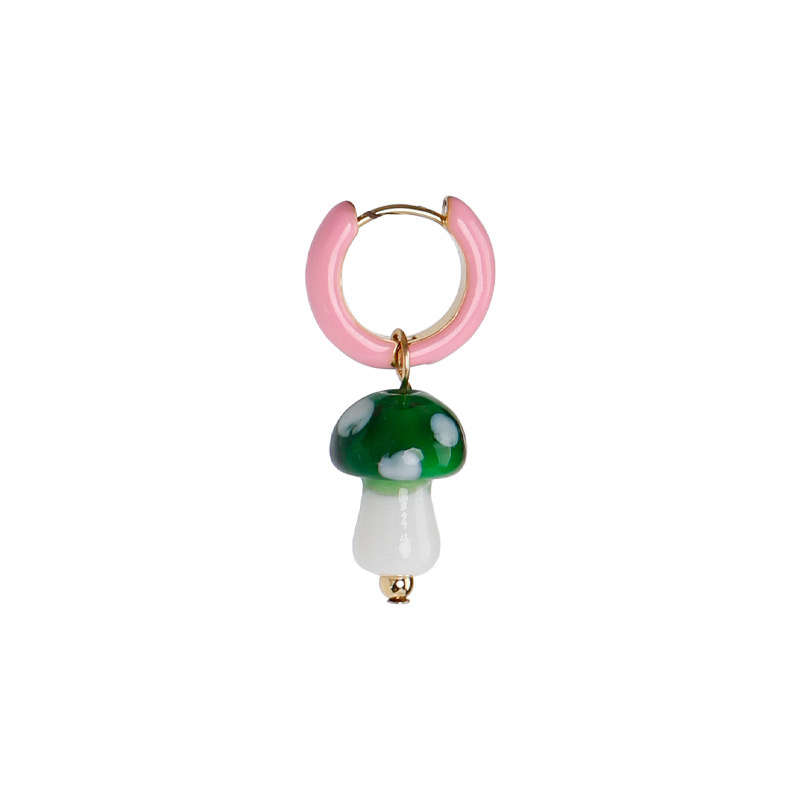 1 Piece IG Style Cute Simple Style Mushroom Enamel Glass Copper Drop Earrings display picture 6
