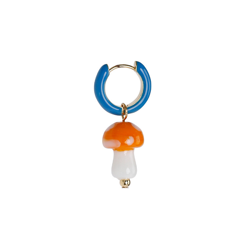 1 Piece IG Style Cute Simple Style Mushroom Enamel Glass Copper Drop Earrings display picture 5