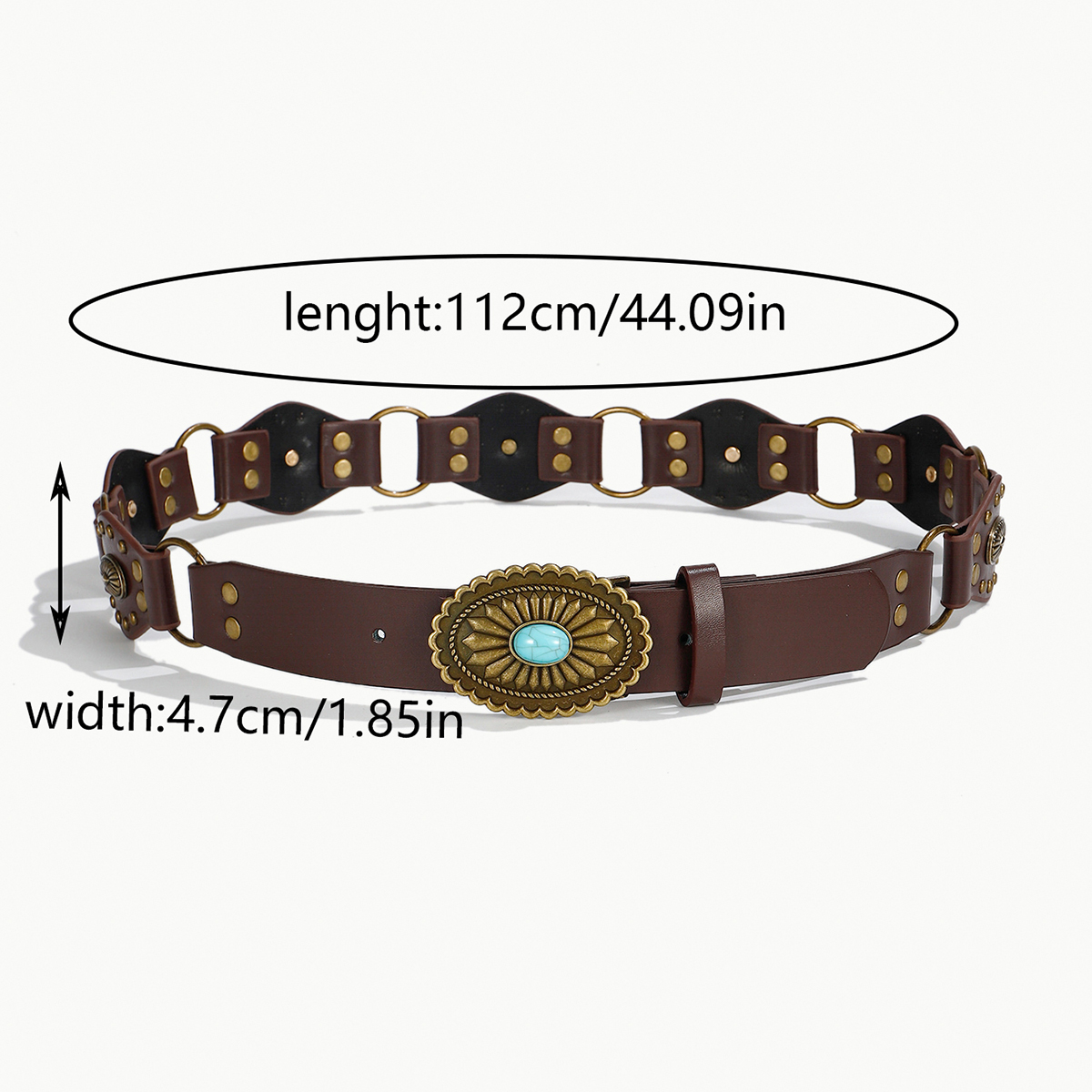 Y2K Vintage Style Exaggerated Color Block Pu Leather Plating Inlay Turquoise Women's Leather Belts display picture 10