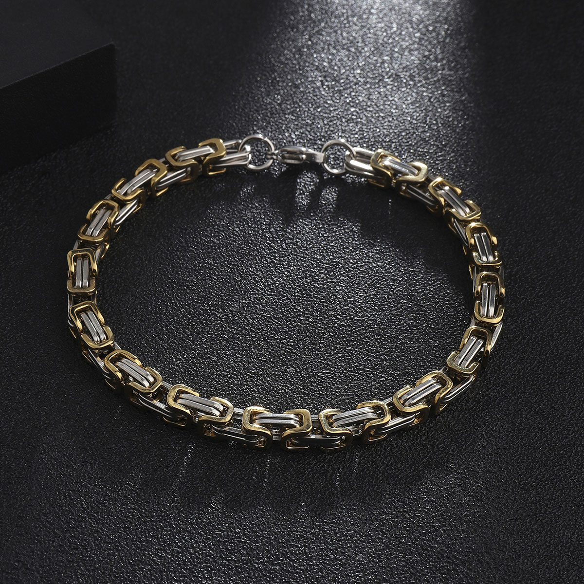 Cool Style Color Block 201 Stainless Steel Layered Patchwork Men's Necklace Bracelets display picture 12
