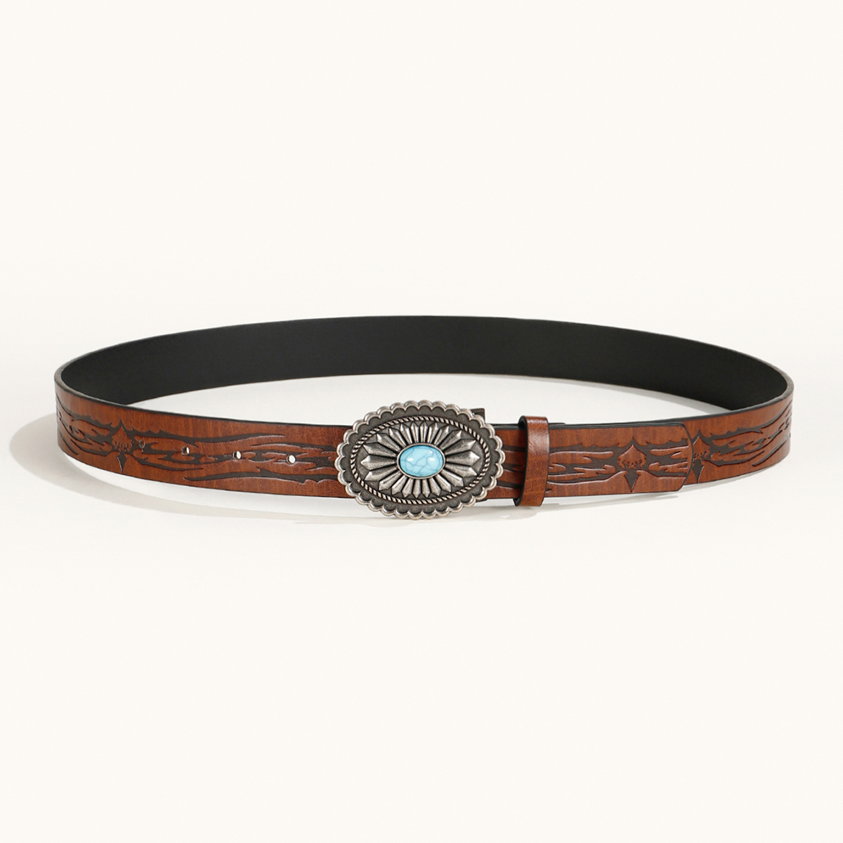 Simple Style Classic Style Color Block Pu Leather Plating Inlay Turquoise Rhinestones Unisex Leather Belts display picture 7