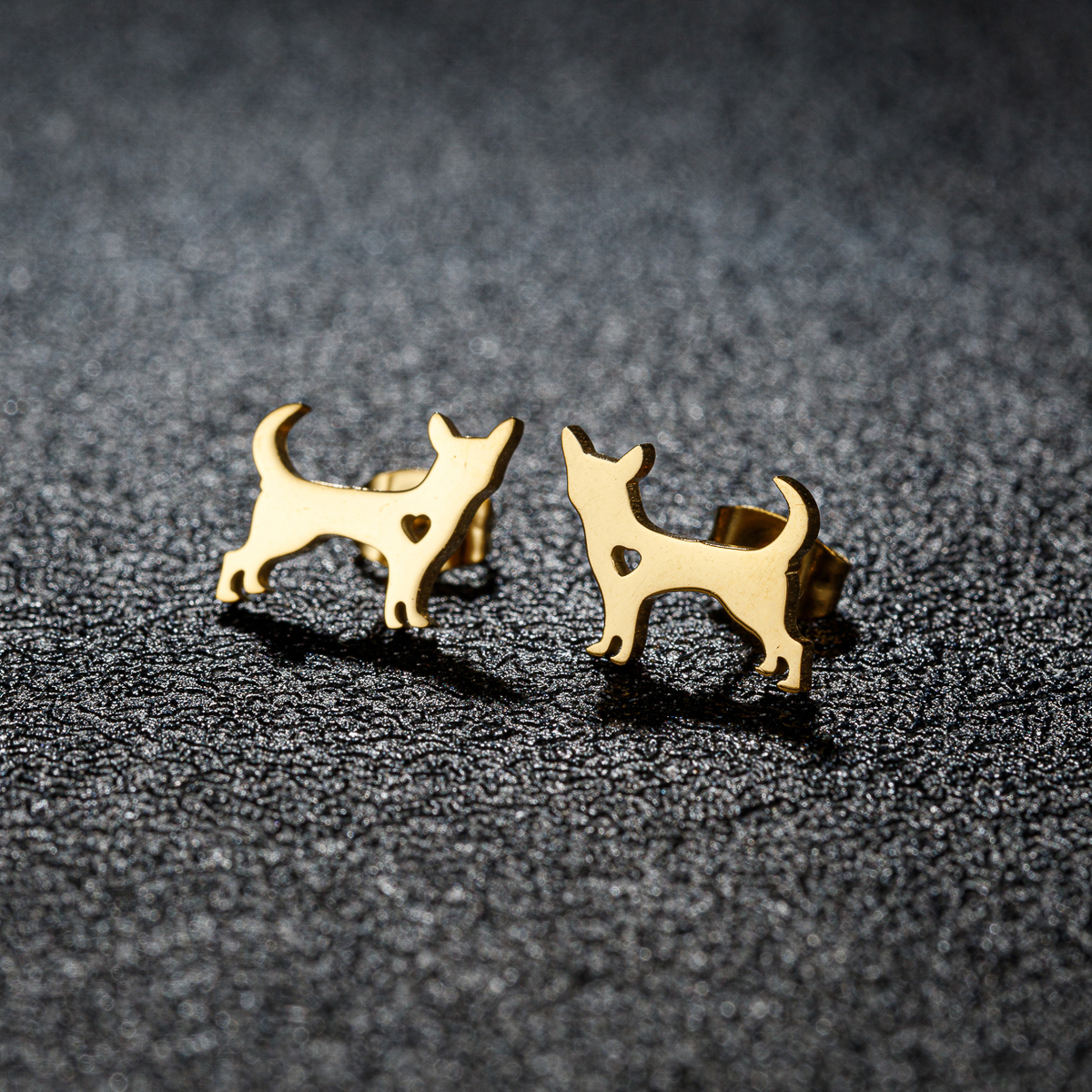 1 Pair Cute Sweet Animal Polishing Plating 304 Stainless Steel 18K Gold Plated Ear Studs display picture 3