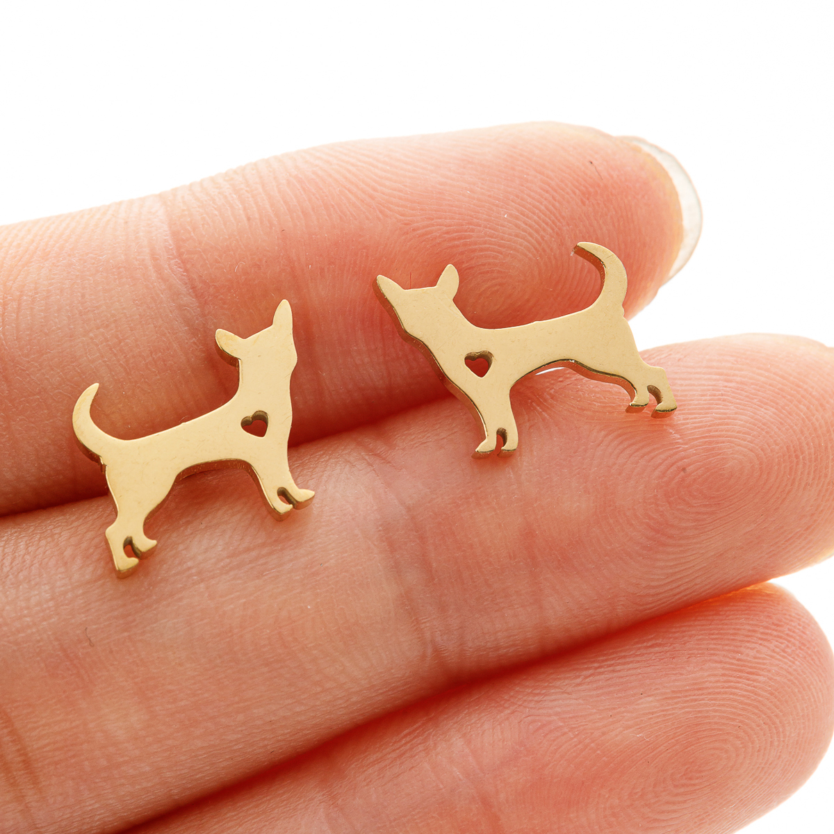 1 Pair Cute Sweet Animal Polishing Plating 304 Stainless Steel 18K Gold Plated Ear Studs display picture 5