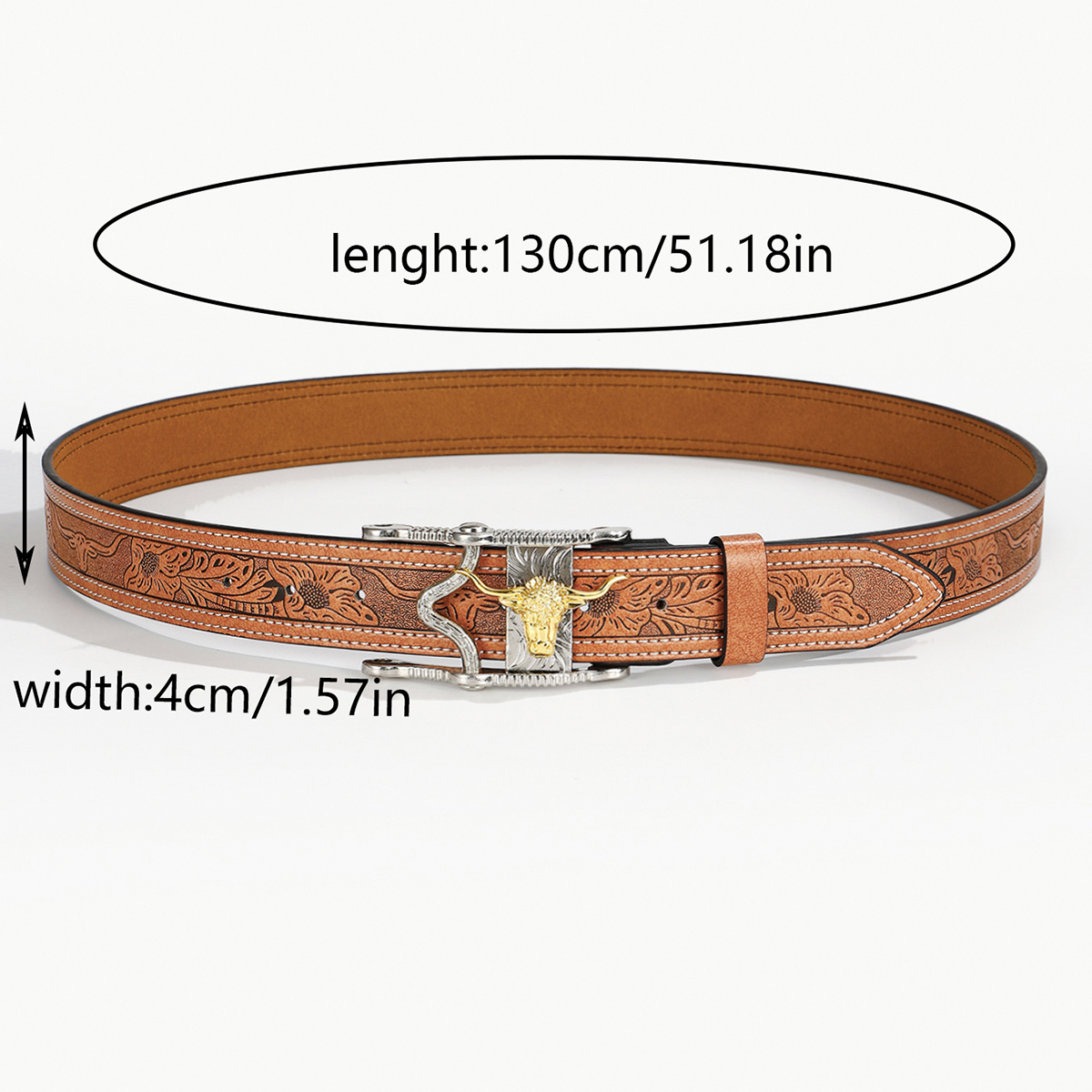 Simple Style Classic Style Animal Pu Leather Plating Metal Button Men's Leather Belts display picture 1