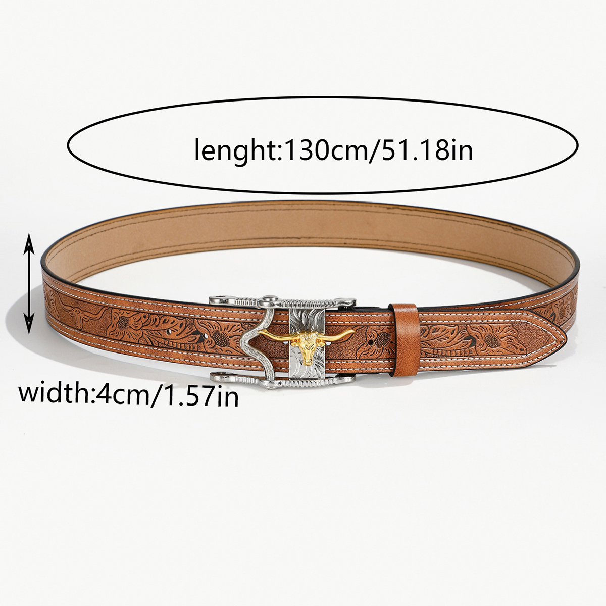 Simple Style Classic Style Animal Pu Leather Plating Metal Button Men's Leather Belts display picture 2