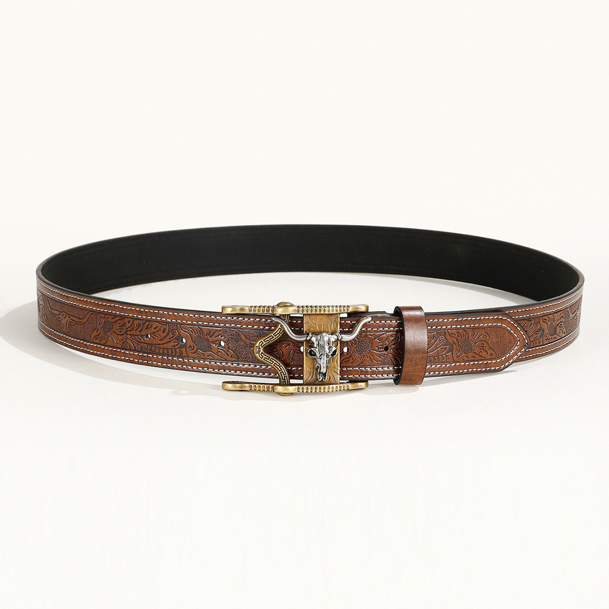 Simple Style Classic Style Animal Pu Leather Plating Metal Button Men's Leather Belts display picture 15