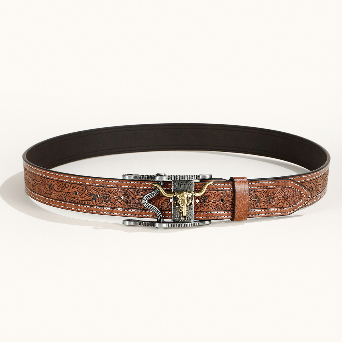 Simple Style Classic Style Animal Pu Leather Plating Metal Button Men's Leather Belts display picture 16