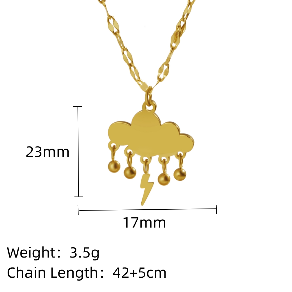 304 Stainless Steel 18K Gold Plated Simple Style Classic Style Plating Clouds Solid Color Necklace display picture 1