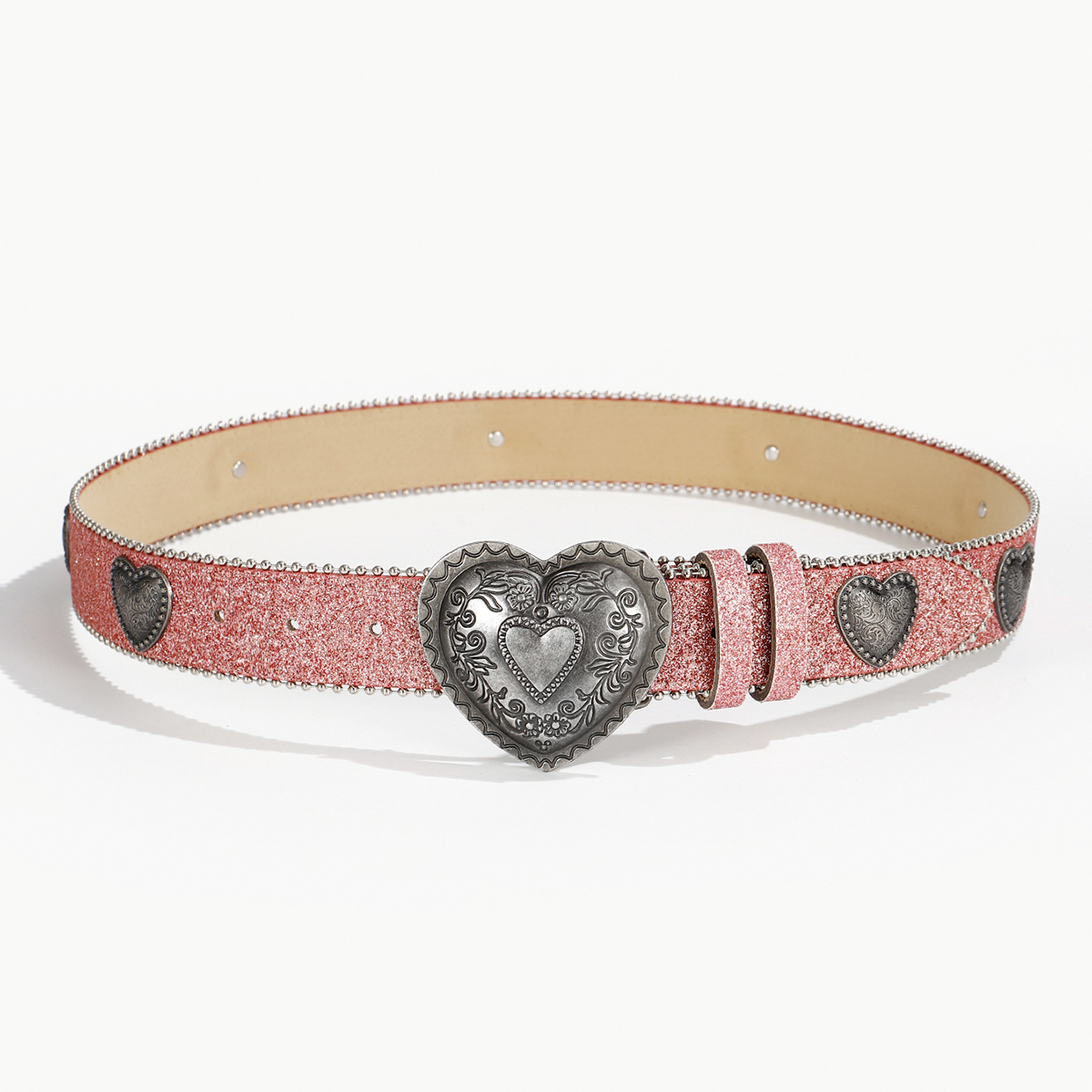 Hip-Hop Retro Heart Shape Pu Leather Plating Inlay Rhinestones Women's Leather Belts display picture 8