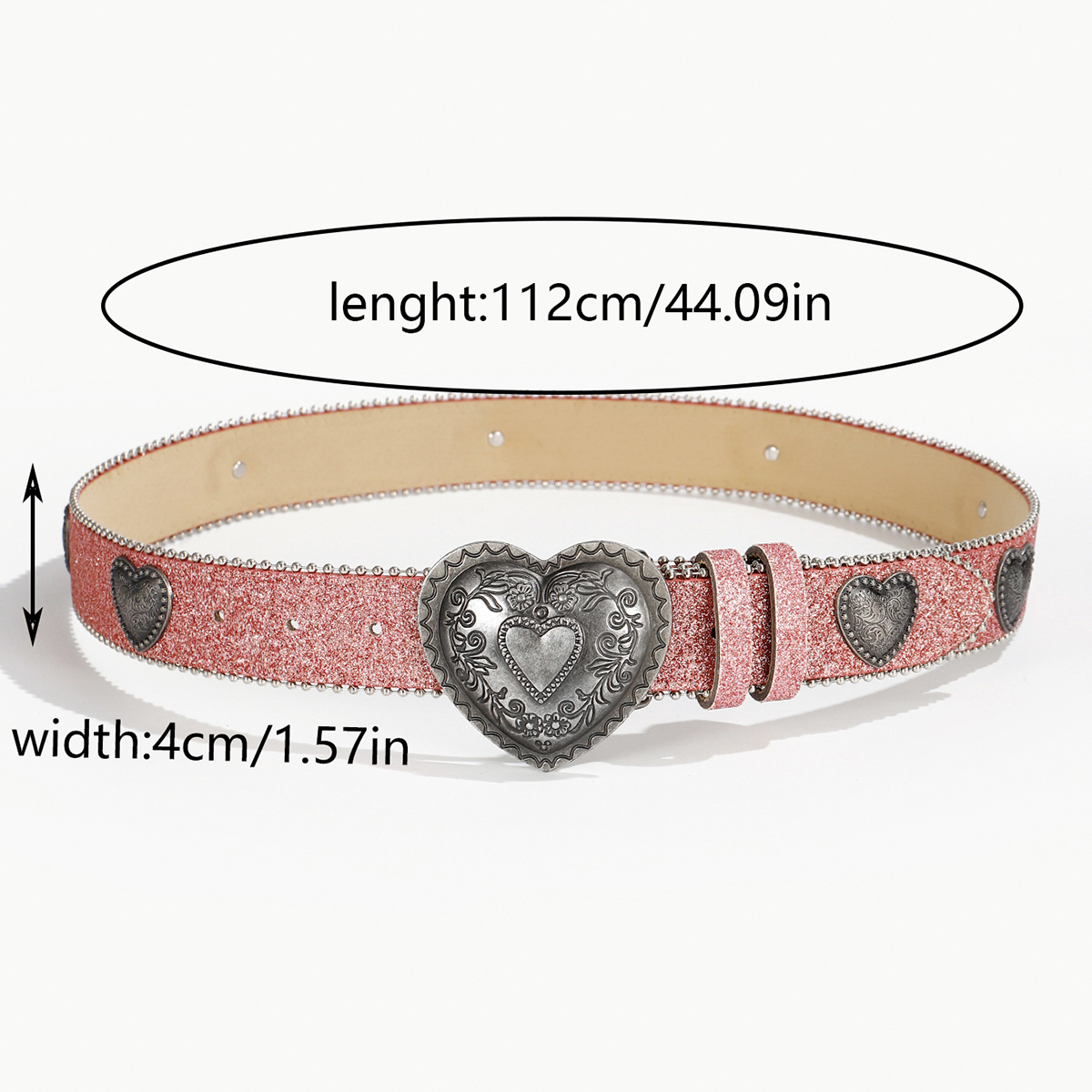 Hip-Hop Retro Heart Shape Pu Leather Plating Inlay Rhinestones Women's Leather Belts display picture 7