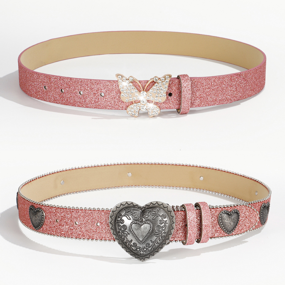 Hip-Hop Retro Heart Shape Pu Leather Plating Inlay Rhinestones Women's Leather Belts display picture 9