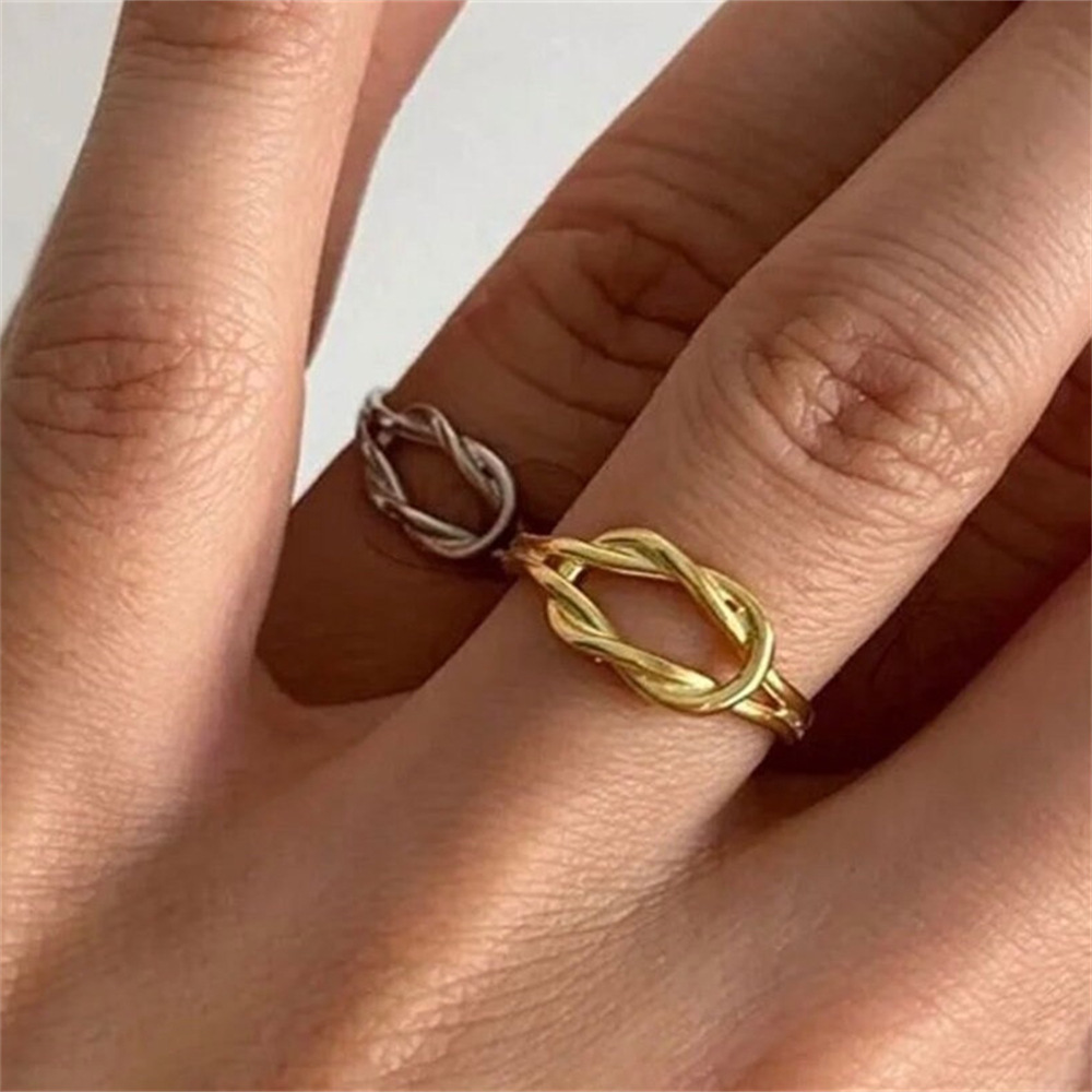 Casual Knot 201 Stainless Steel Gold Plated Open Rings Rings In Bulk display picture 1