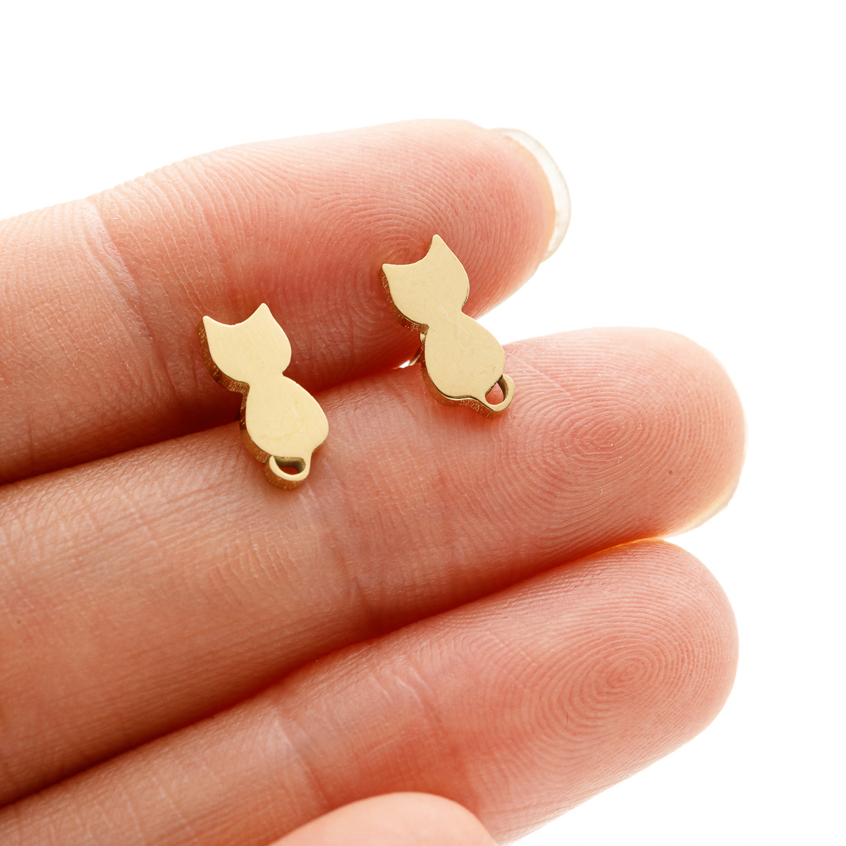 1 Pair Sweet Rabbit Cat Polishing 304 Stainless Steel 18K Gold Plated Ear Studs display picture 4