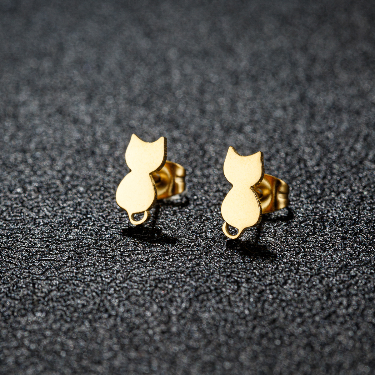 1 Pair Sweet Rabbit Cat Polishing 304 Stainless Steel 18K Gold Plated Ear Studs display picture 8