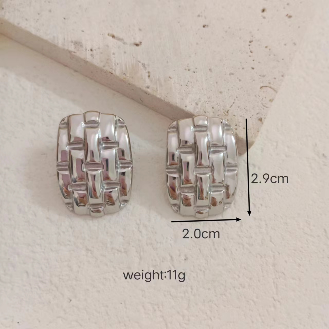 1 Pair Simple Style Rectangle Plating 304 Stainless Steel 18K Gold Plated Ear Studs display picture 5