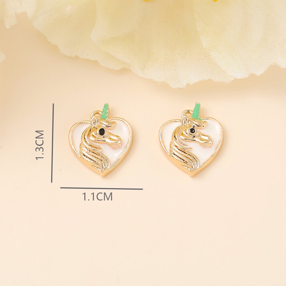 1 Piece 13 * 11mm Copper 18K Gold Plated Heart Shape Unicorn Polished Pendant display picture 2