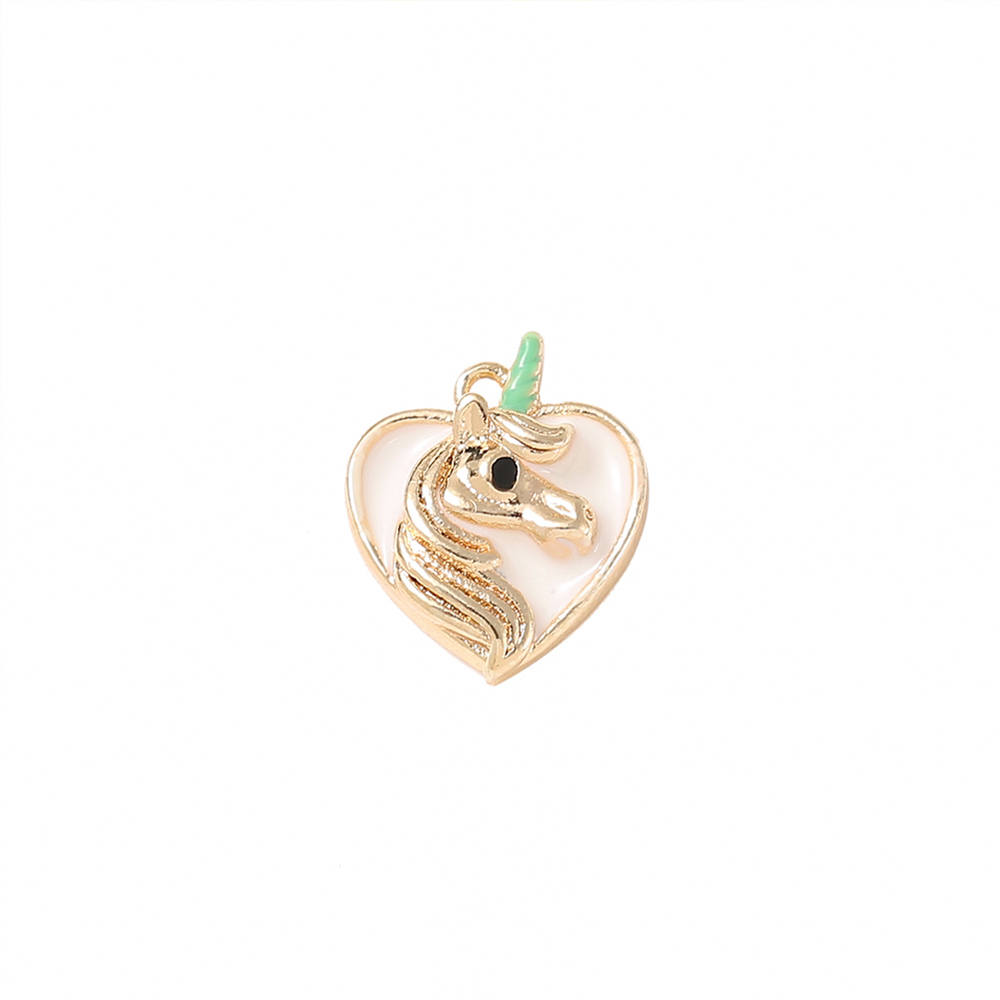 1 Piece 13 * 11mm Copper 18K Gold Plated Heart Shape Unicorn Polished Pendant display picture 6