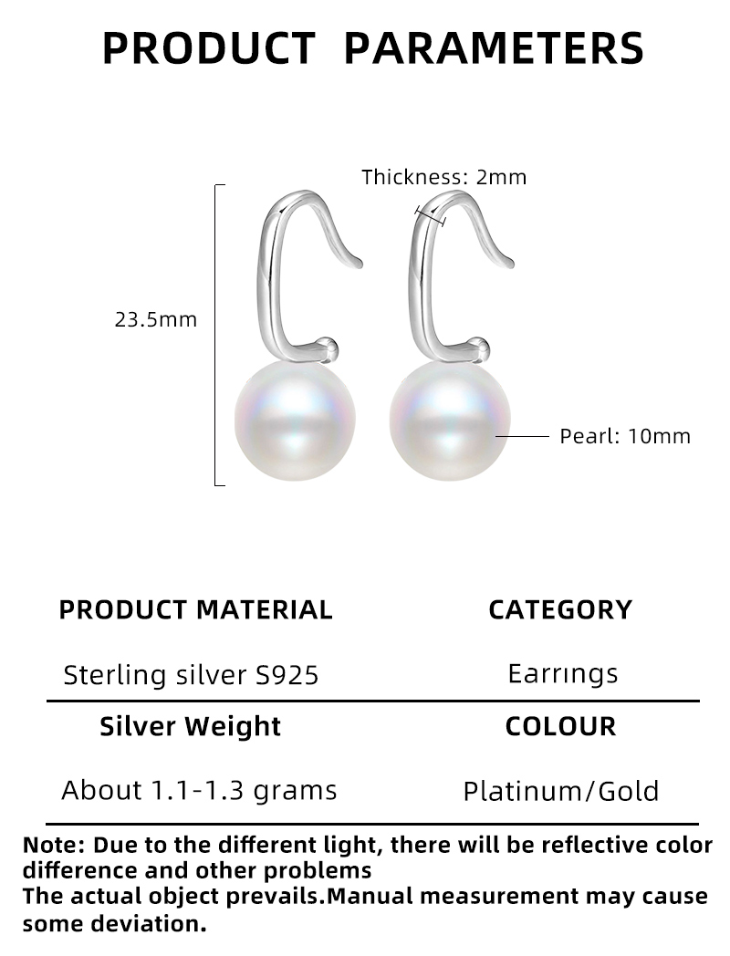 1 Pair Elegant Semicircle Polishing Inlay Sterling Silver Pearl White Gold Plated Drop Earrings display picture 2