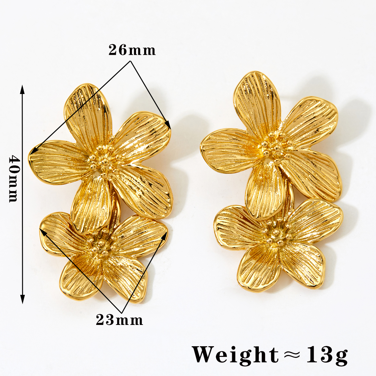 1 Pair Sweet Flower 304 Stainless Steel 14K Gold Plated White Gold Plated Gold Plated Drop Earrings display picture 7