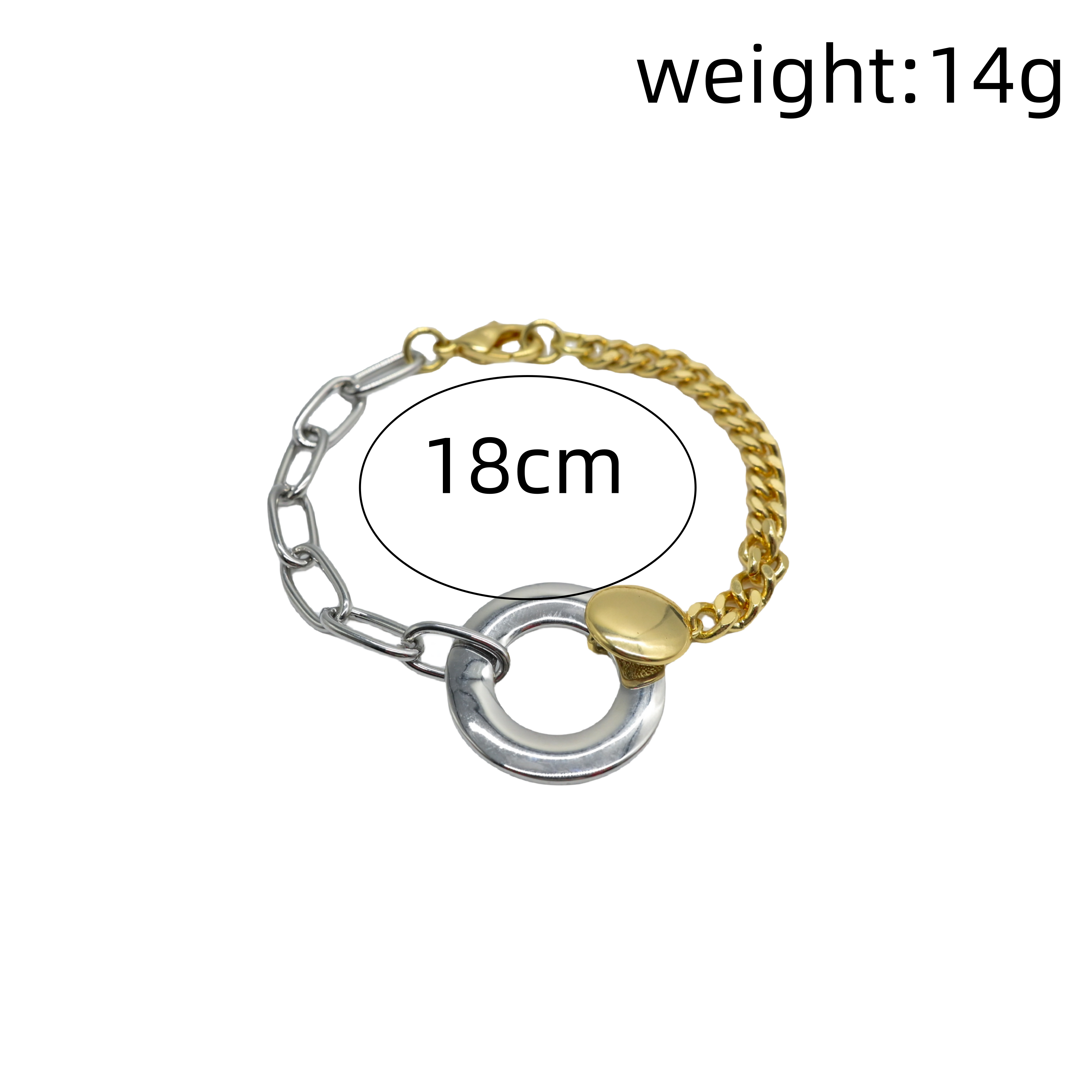 Casual Simple Style Circle Copper Asymmetrical Chain 14K Gold Plated Men's Bracelets display picture 8