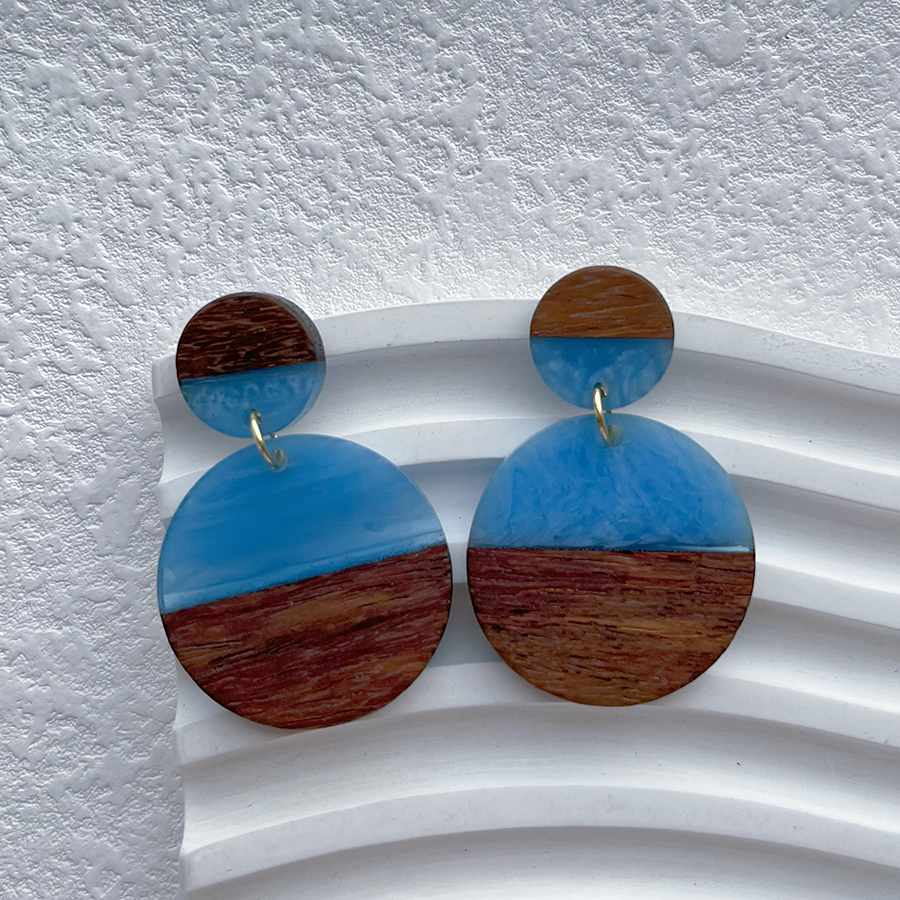 1 Pair Streetwear Geometric Hollow Out Alloy Wood Resin Drop Earrings display picture 4