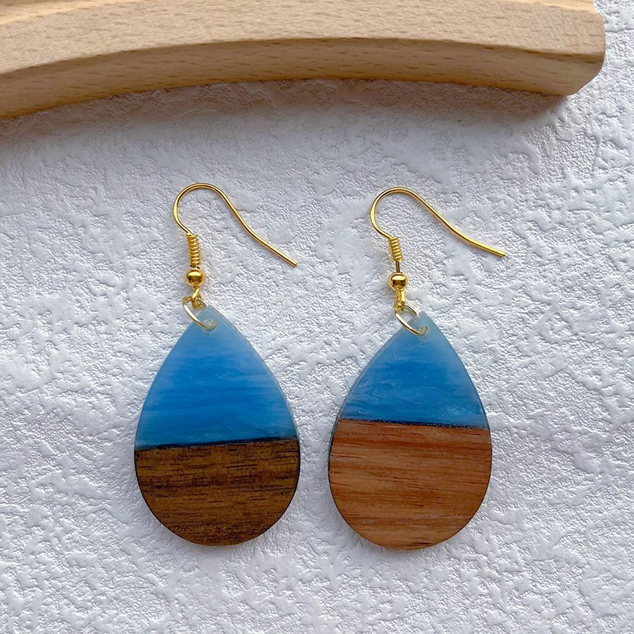 1 Pair Streetwear Geometric Hollow Out Alloy Wood Resin Drop Earrings display picture 5