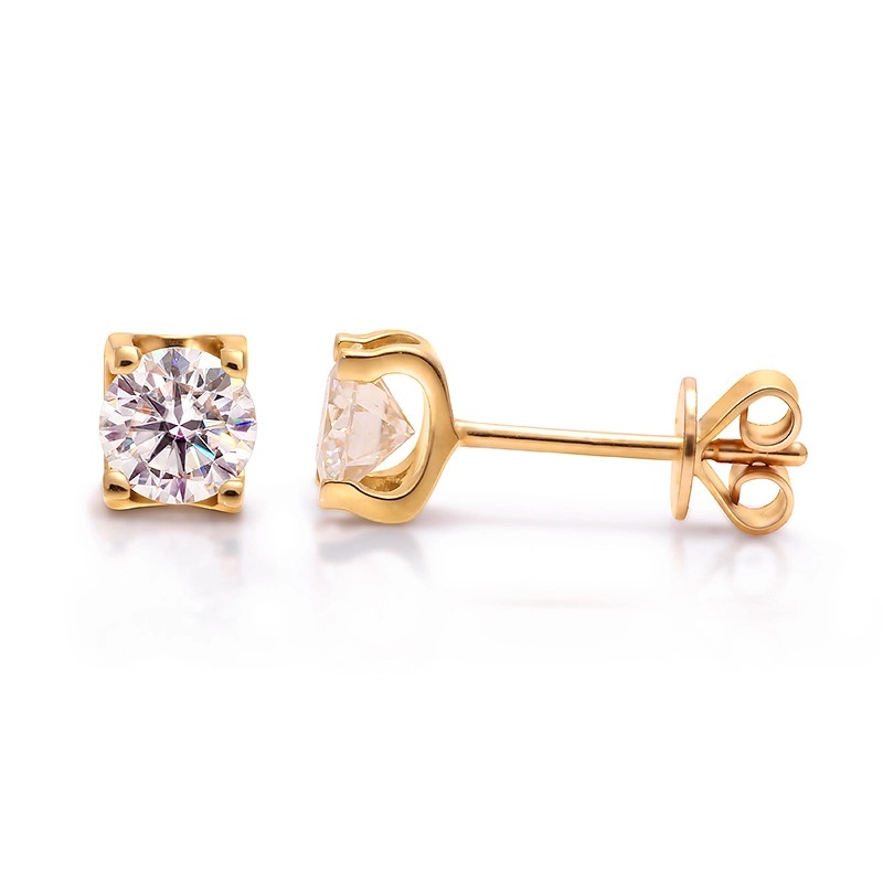 Lab-grown Gemstone 18K Gold Plated Simple Style Plating Geometric Gem Ear Studs display picture 1