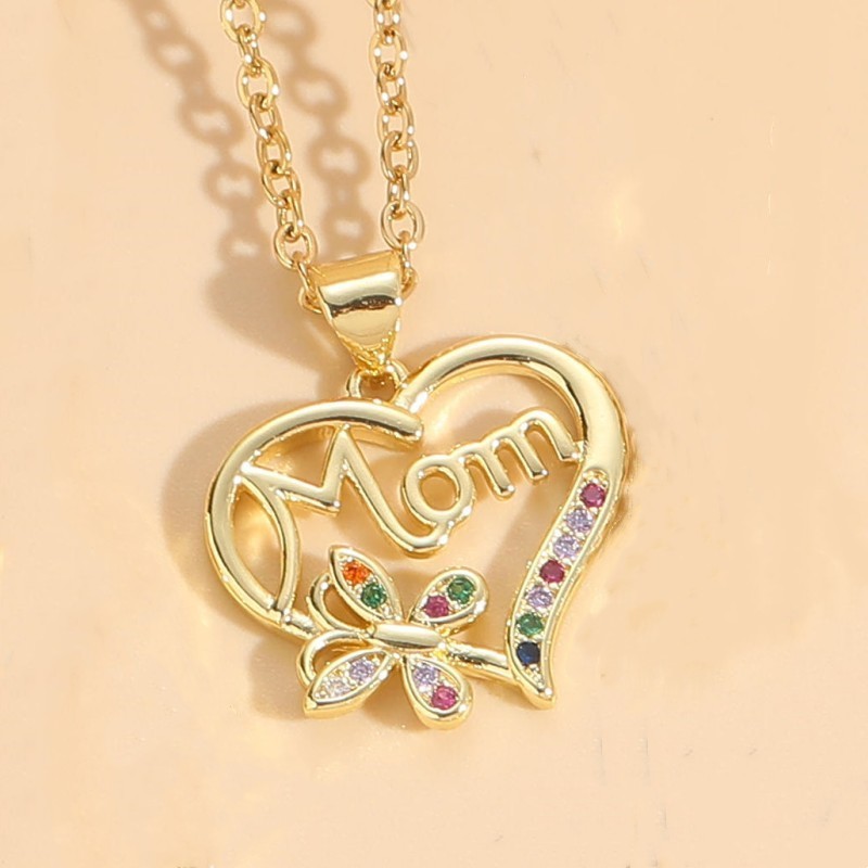 Wholesale Vintage Style Simple Style Heart Shape Copper Plating Inlay 14K Gold Plated Zircon Pendant Necklace display picture 6
