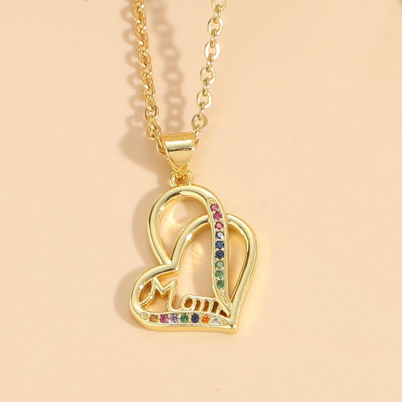Wholesale Vintage Style Simple Style Heart Shape Copper Plating Inlay 14K Gold Plated Zircon Pendant Necklace display picture 7