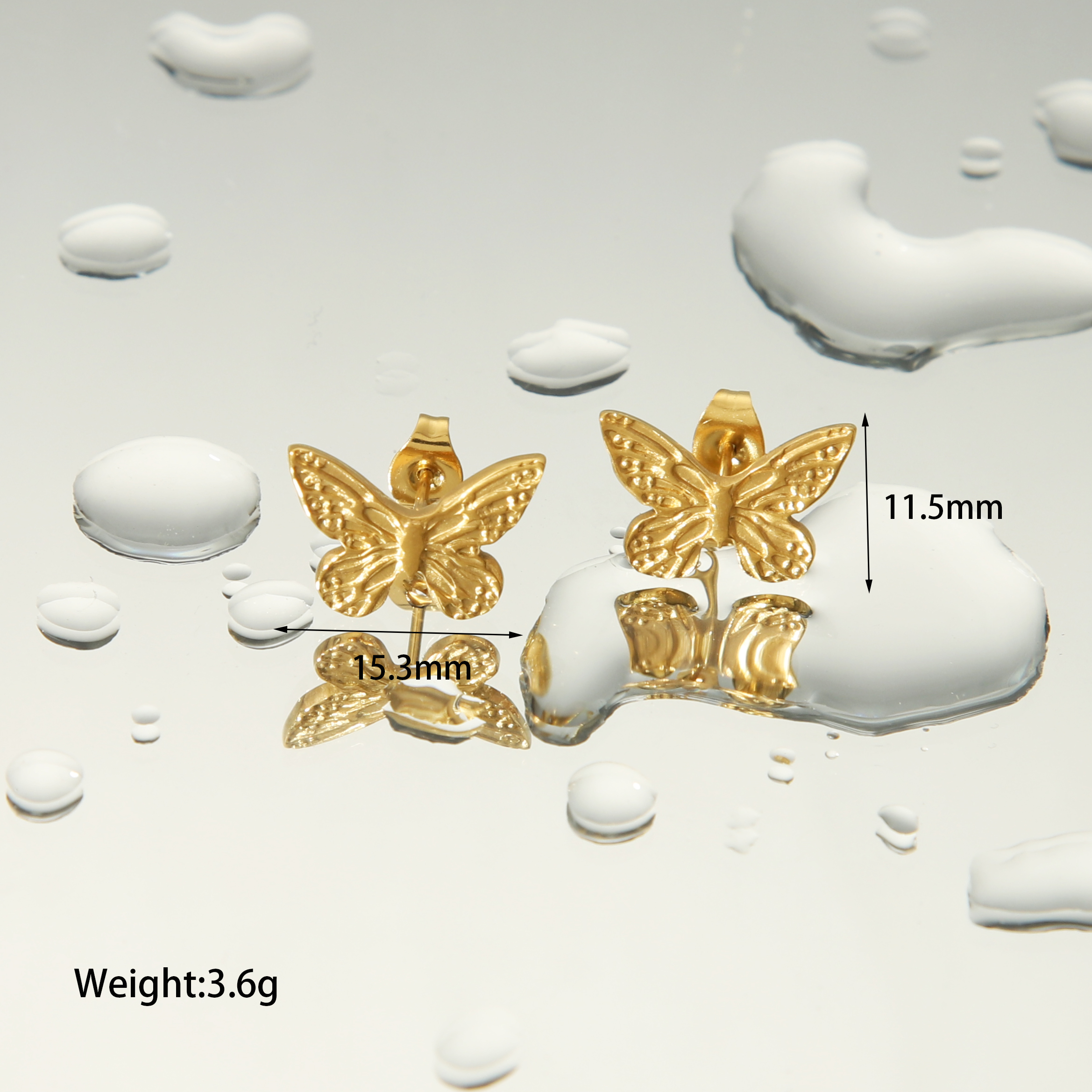 1 Pieza Estilo IG Básico Dulce Mariposa Acero Inoxidable 304 Chapados en oro de 18k Pendientes display picture 1