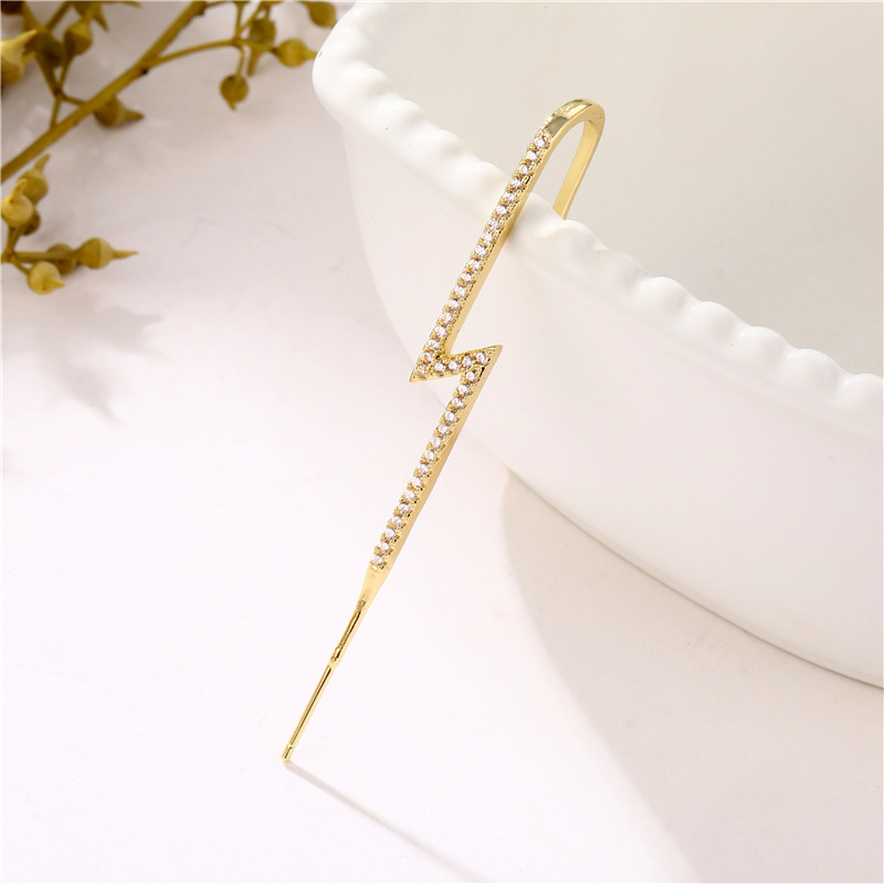 1 Piece Simple Style Round Lightning Inlay Copper Copper Alloy Brass Zircon 18K Gold Plated Ear Studs display picture 3