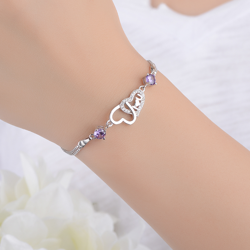 Copper White Gold Plated Sweet Heart Shape Bracelets display picture 2